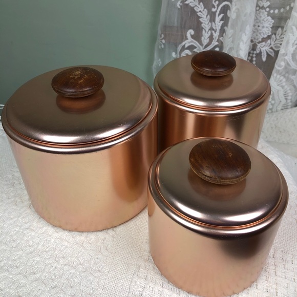 Vintage Copper Aluminum Kitchen Canister Set